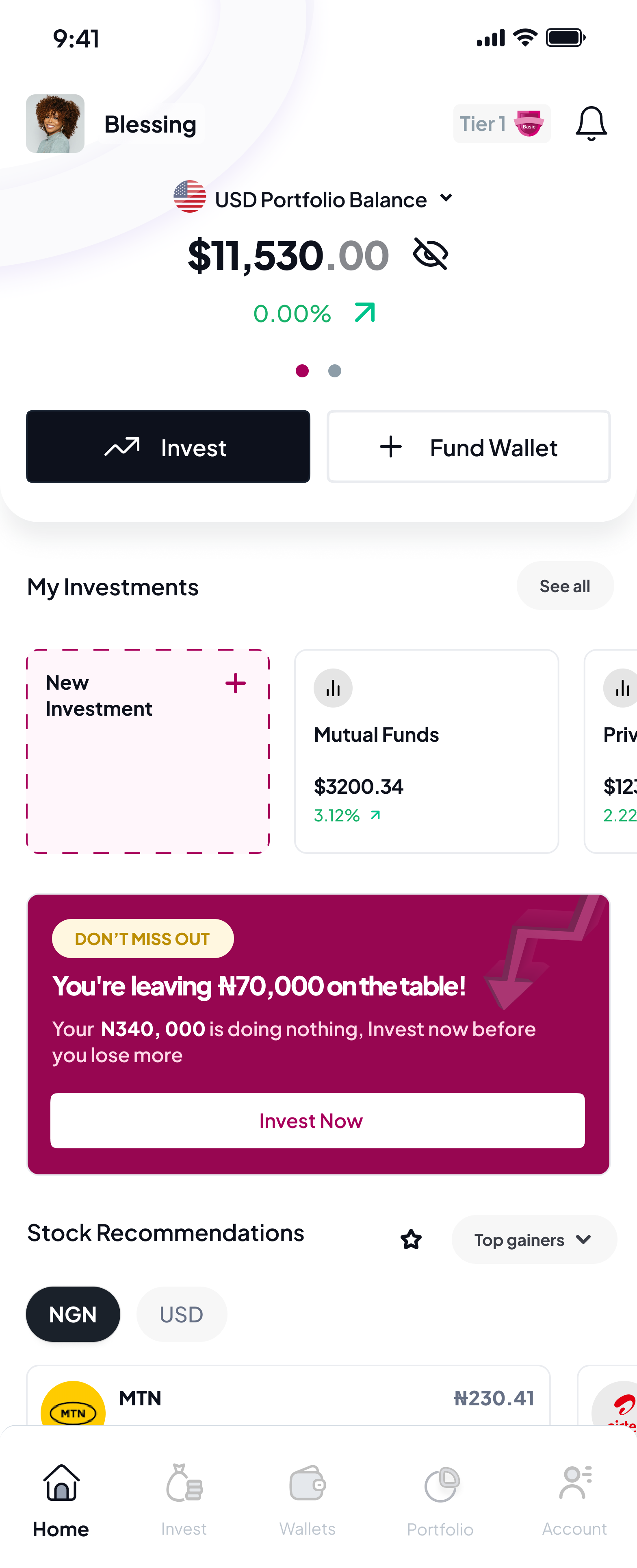 Aggressive cross-sell variant — Don't miss out, FOMO framing, INVEST NOW CTA